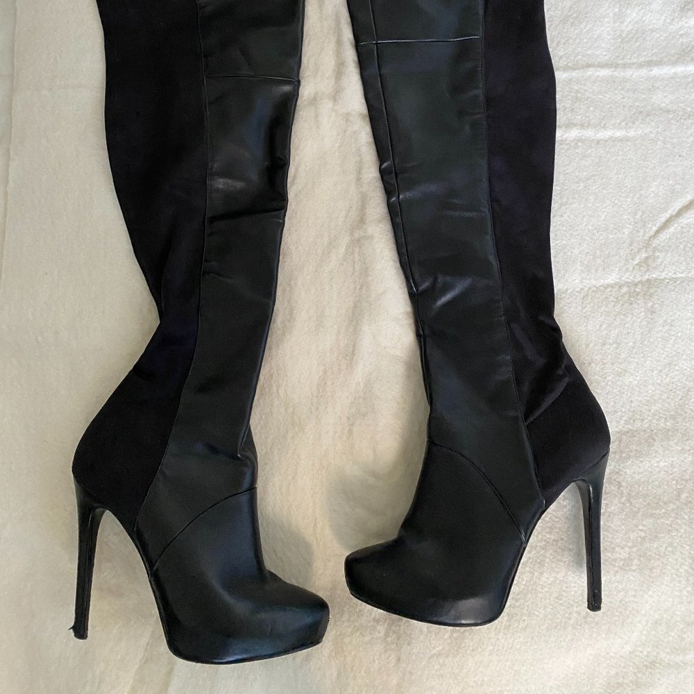 Over the Knee Black Leather Boots size 8